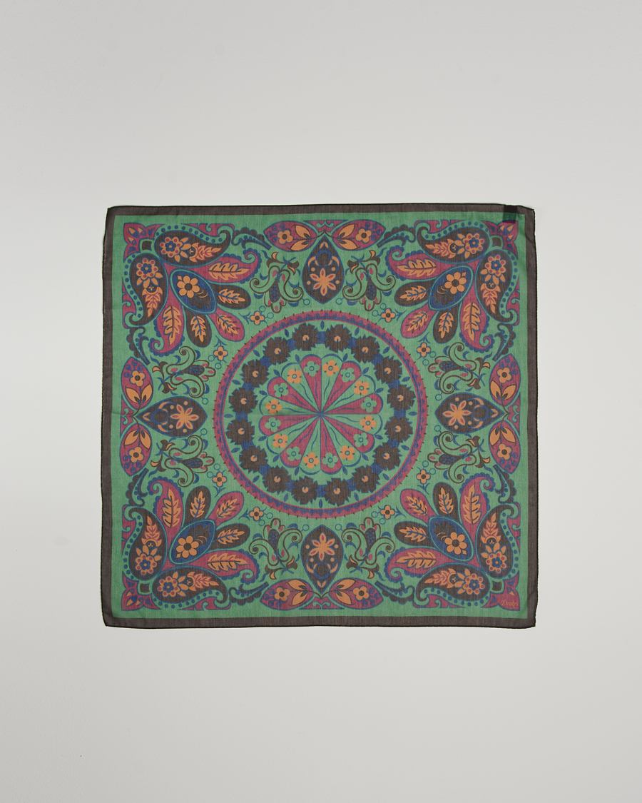 Mies | Drake's Folk Flower Bandana Green | Drake's | Folk Flower Bandana Green