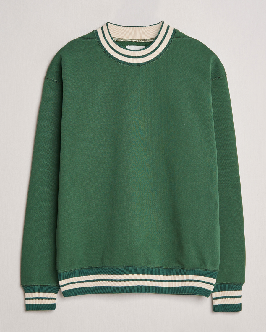 Mies | Puserot | Drake's | Striped Rib Sweatshirt Green