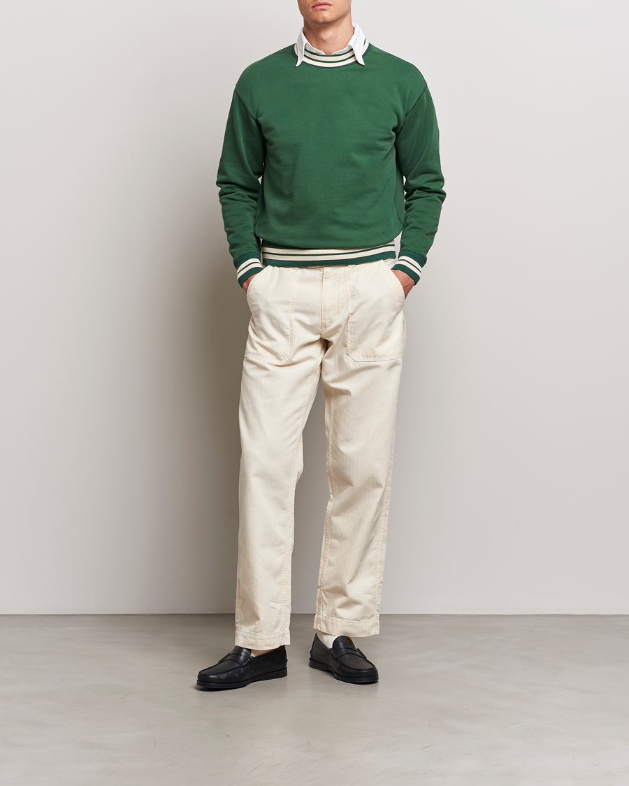 Mies | Puserot | Drake's | Striped Rib Sweatshirt Green