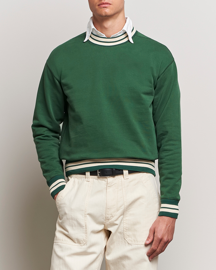 Mies | Puserot | Drake\'s | Striped Rib Sweatshirt Green
