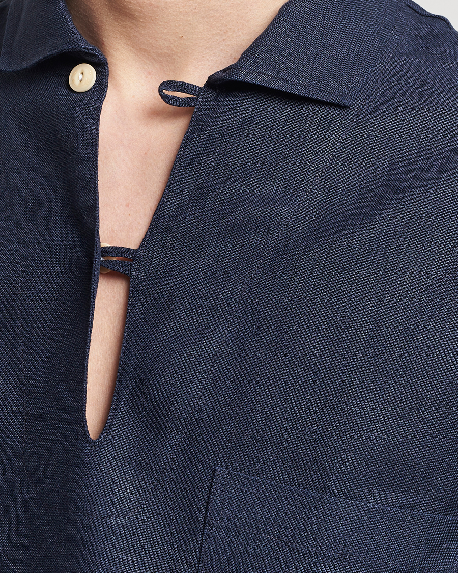 Mies | Kauluspaidat | Drake's | Marine Linen Smock Navy