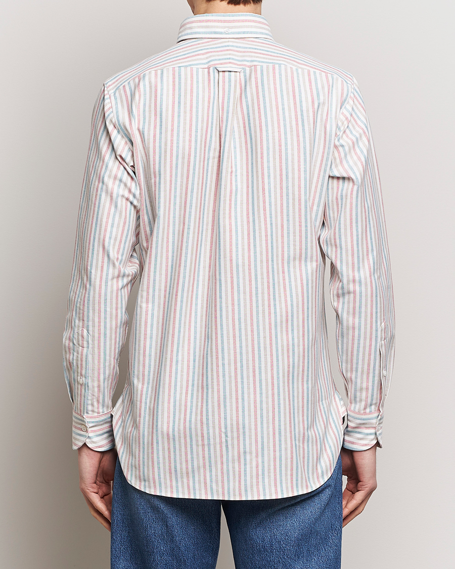 Mies | Kauluspaidat | Drake's | Thin Tripple Stripe Oxford Shirt White