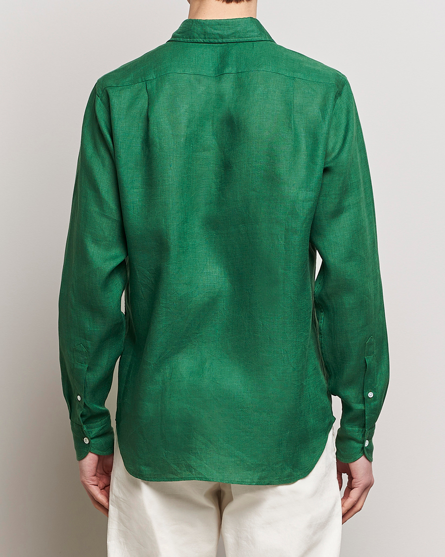 Mies | Kauluspaidat | Drake's | Linen Summer Shirt Green