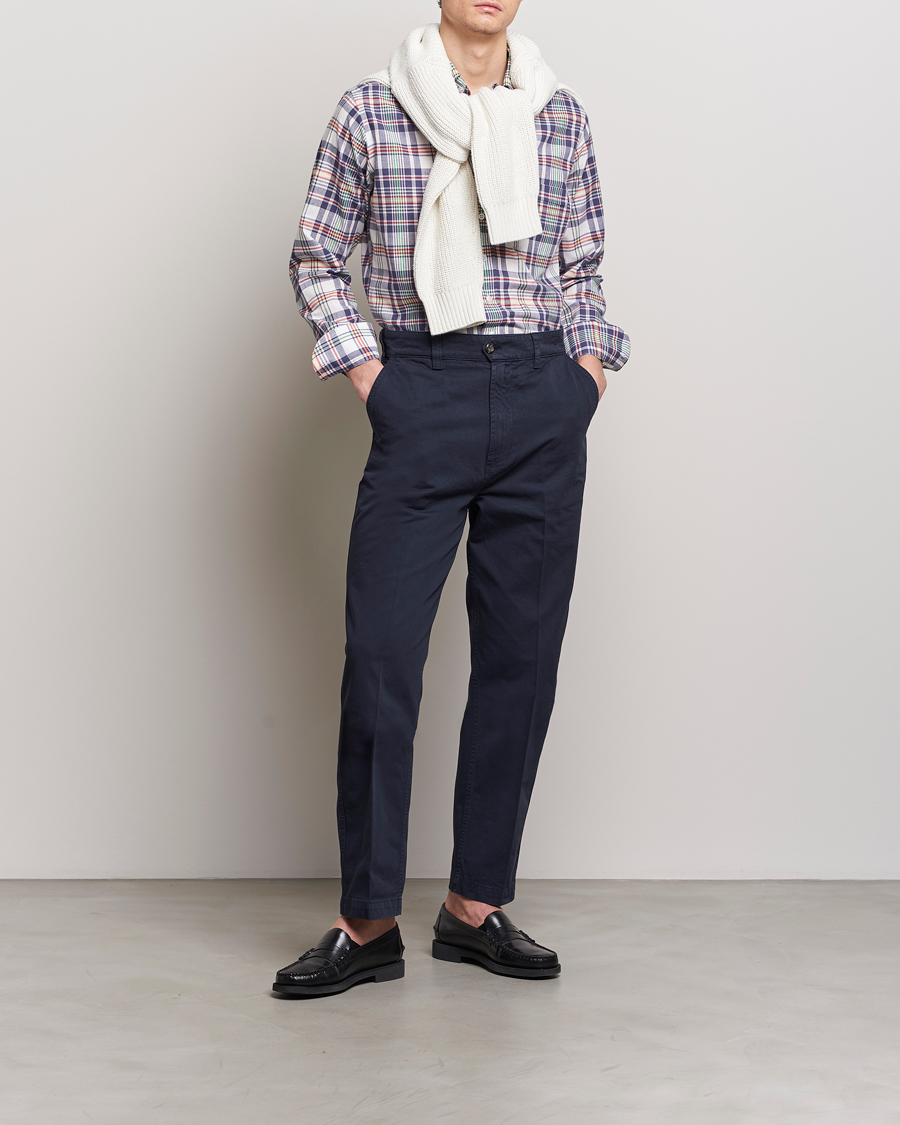 Mies | Housut | Drake's | Flat Front Cotton Chino Navy