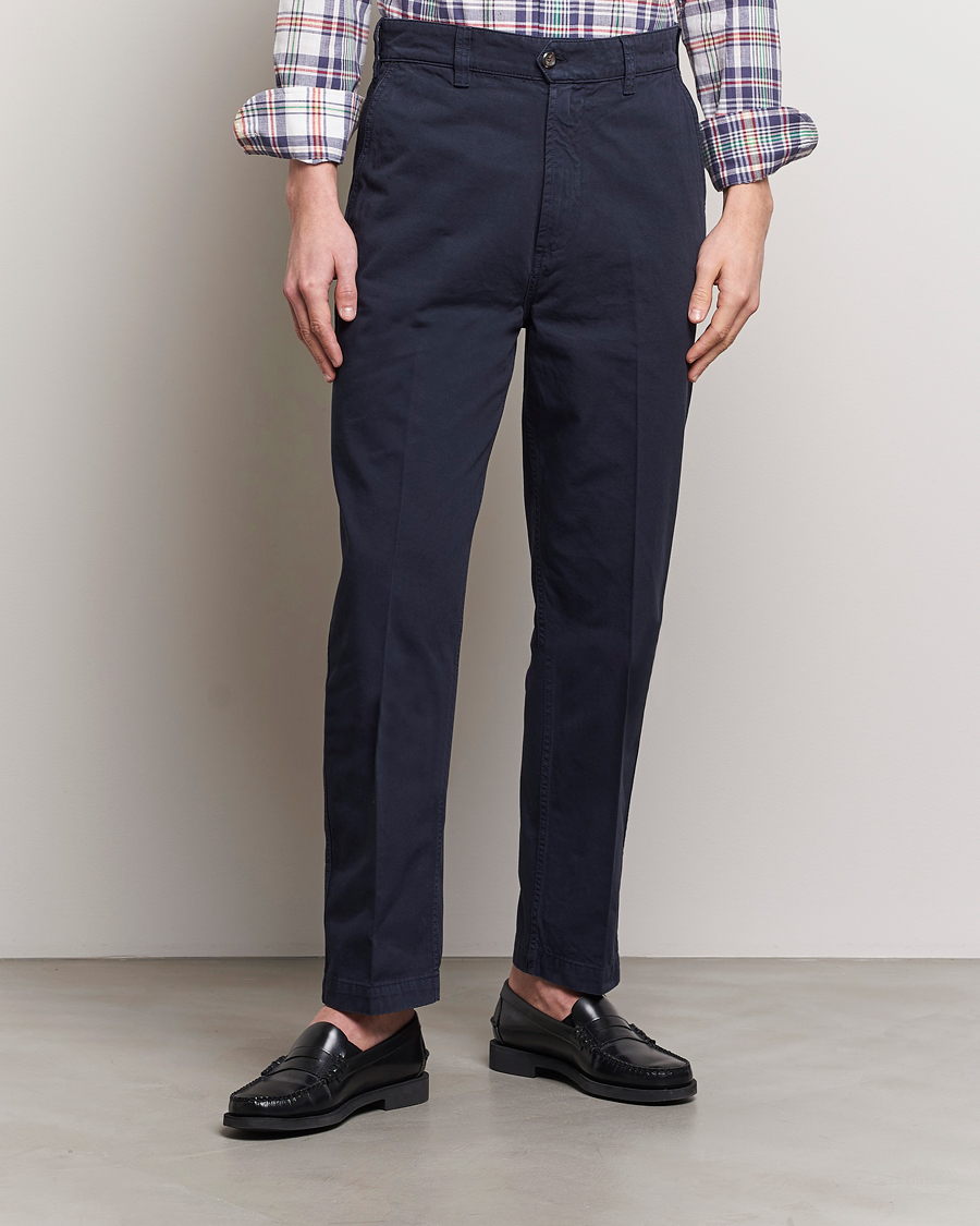 Mies | Preppy Authentic | Drake's | Cotton Flat Front Chino Navy