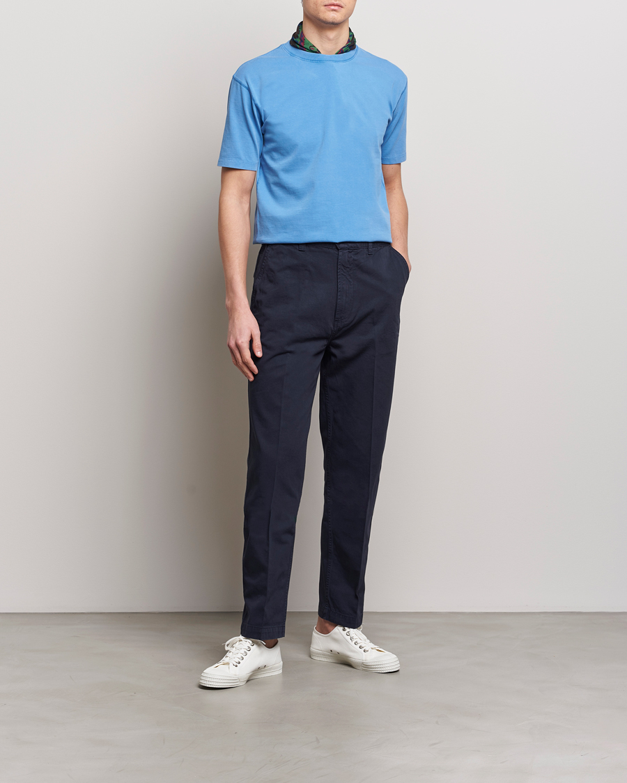 Mies | T-paidat | Drake's | Washed Hiking T-Shirt French Blue