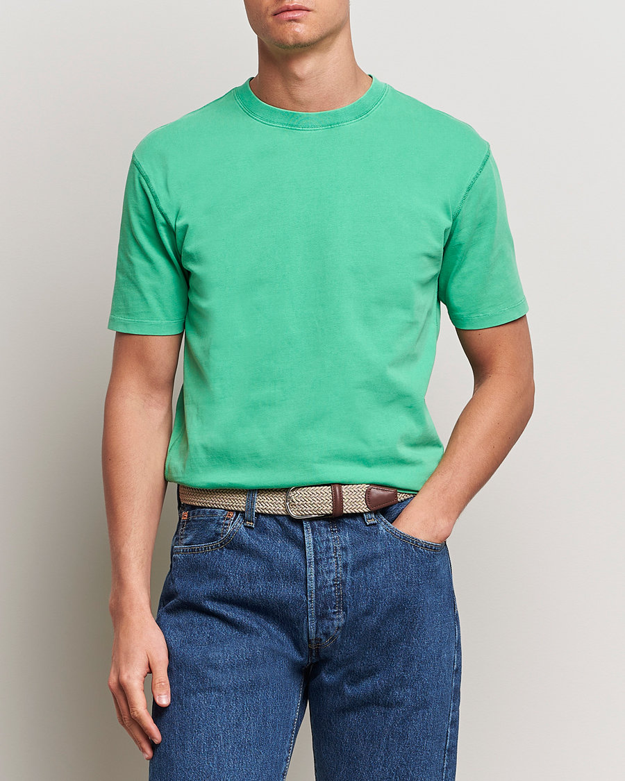 Herre | Tøj | Drake\'s | Washed Hiking T-Shirt Green