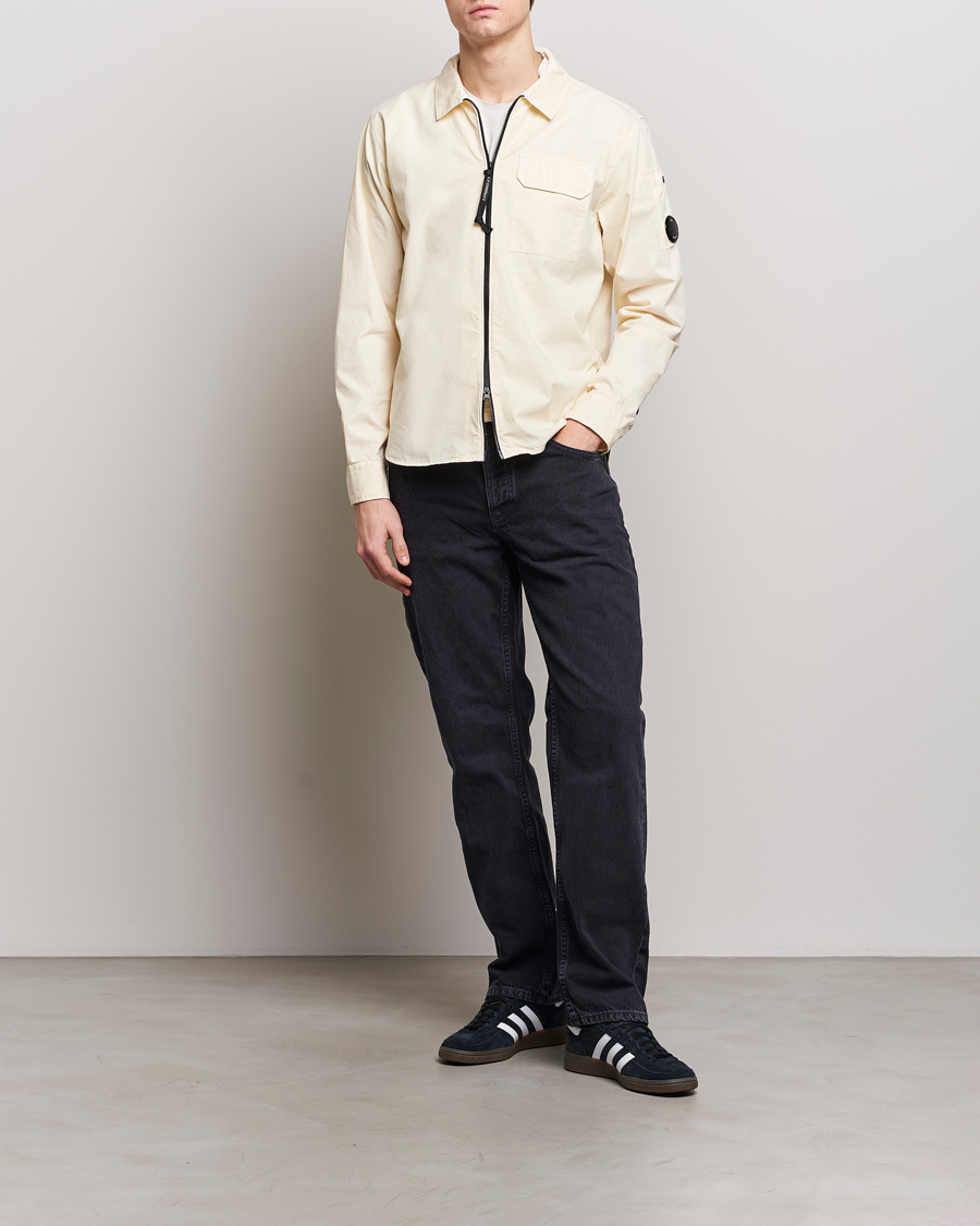 Mies | Kauluspaidat | C.P. Company | Garment Dyed Gabardine Zip Shirt Jacket Ecru