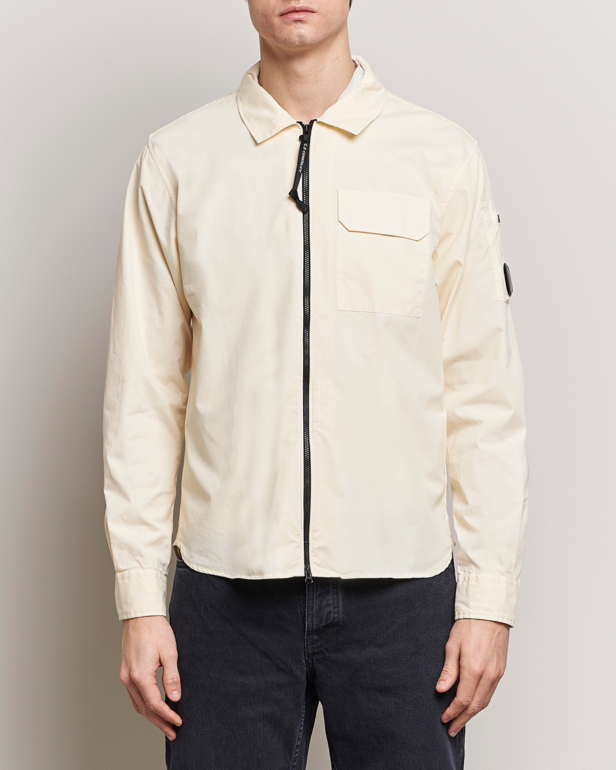 Mies | Kauluspaidat | C.P. Company | Garment Dyed Gabardine Zip Shirt Jacket Ecru