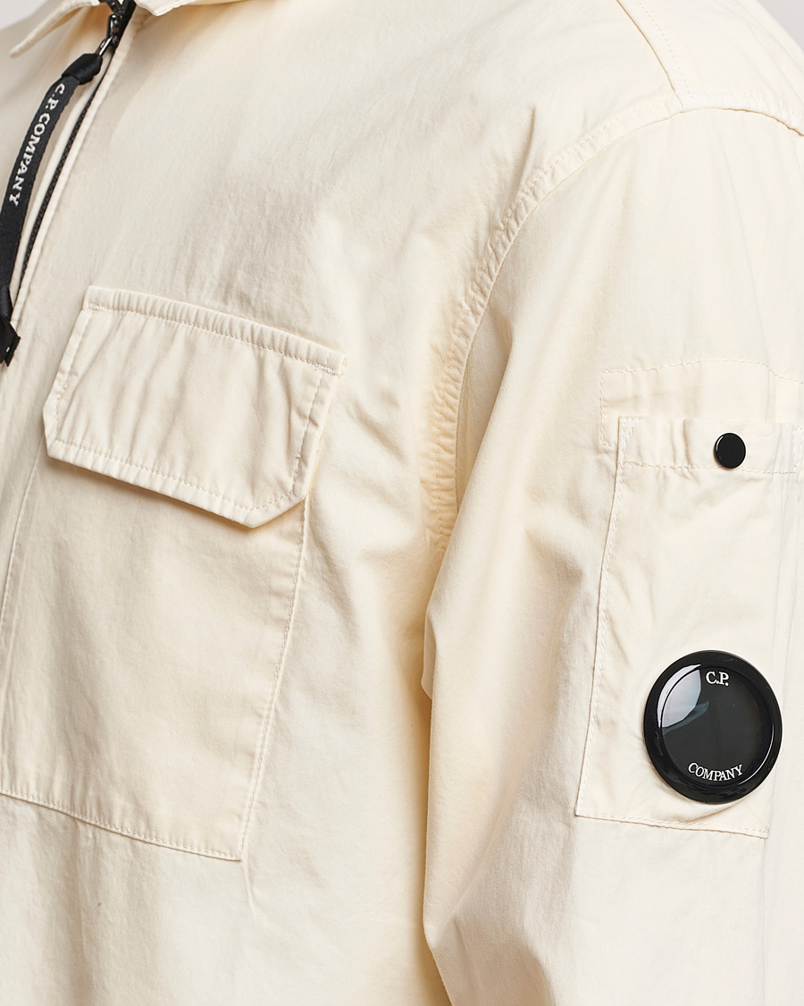 Mies | Kauluspaidat | C.P. Company | Garment Dyed Gabardine Zip Shirt Jacket Ecru