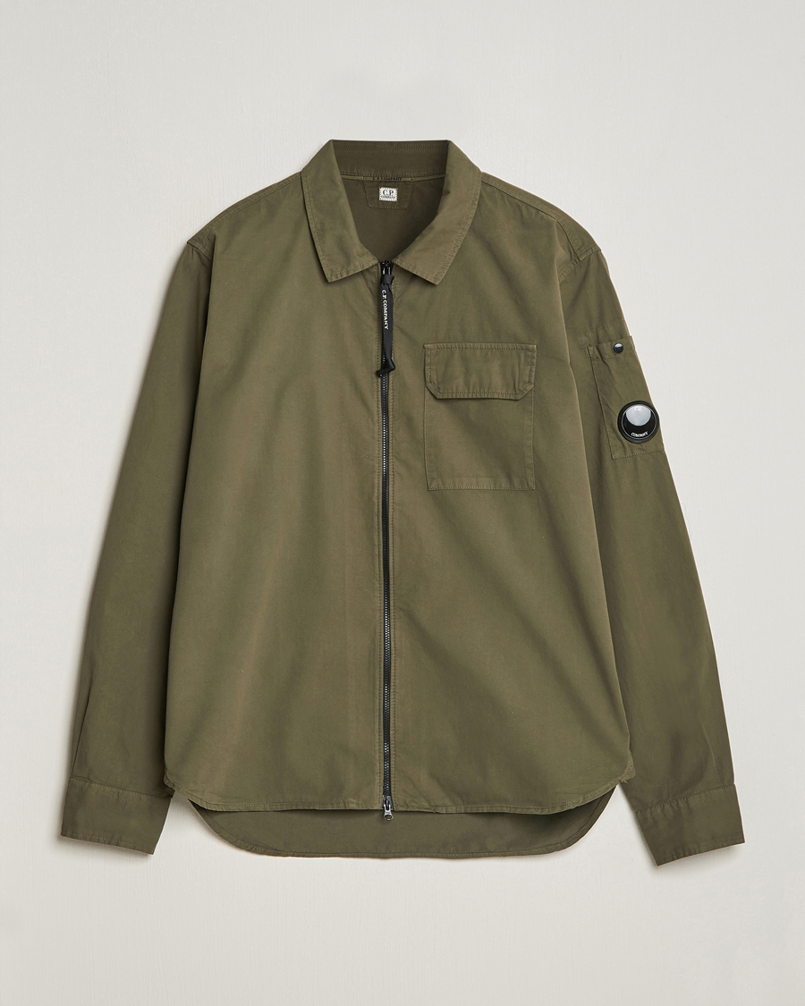 Mies | Kauluspaidat | C.P. Company | Garment Dyed Gabardine Zip Shirt Jacket Army