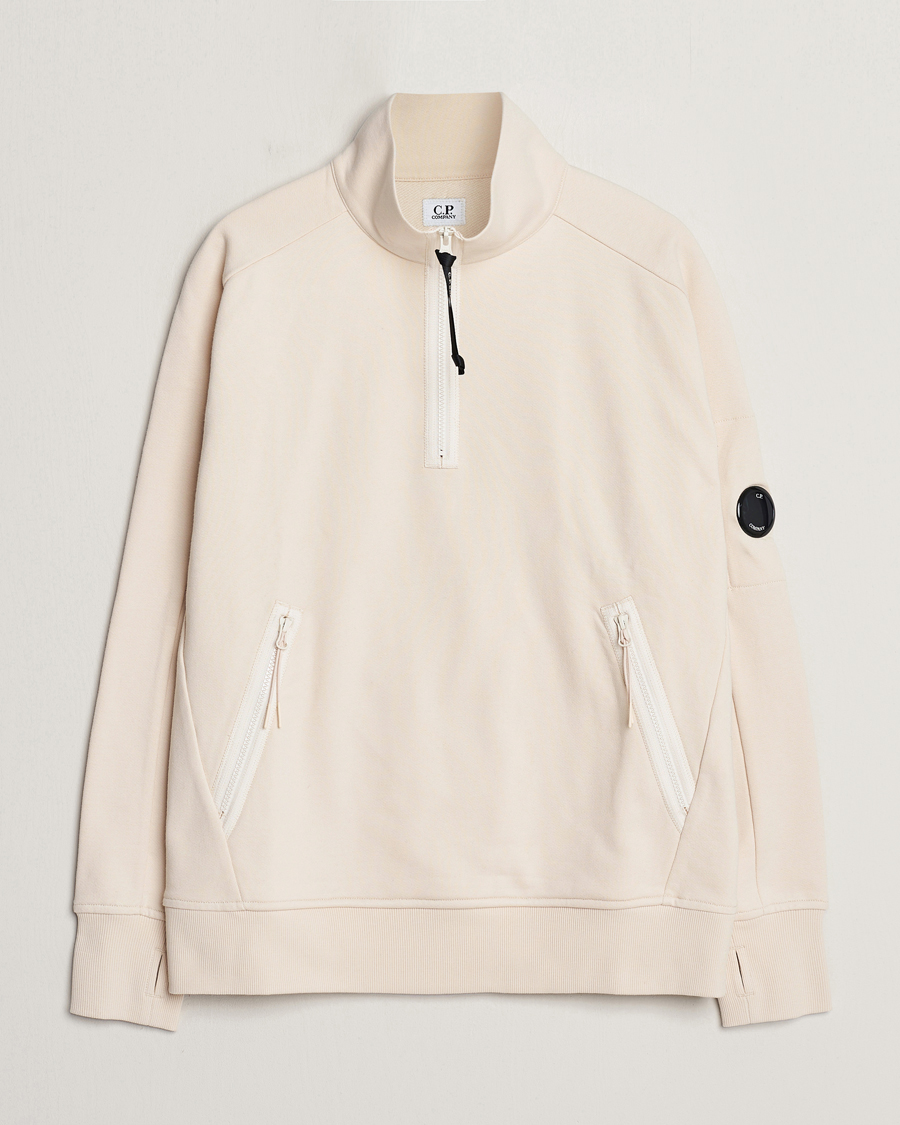 Mies | Puserot | C.P. Company | Diagonal Raised Fleece Half Zip Goggle Hoodie Ecru