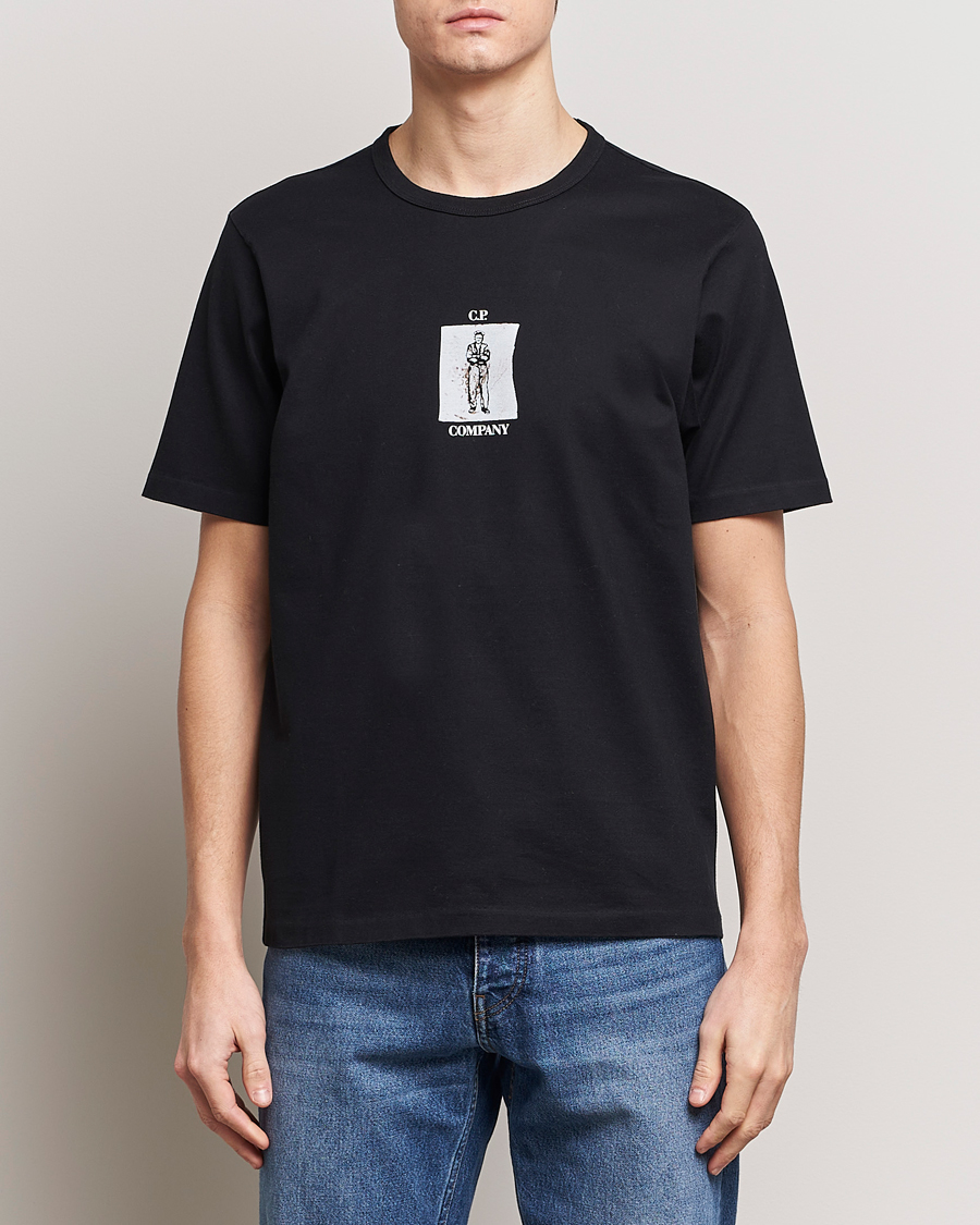 Herre |  | C.P. Company | Mercerized Heavy Cotton Back Logo T-Shirt Black