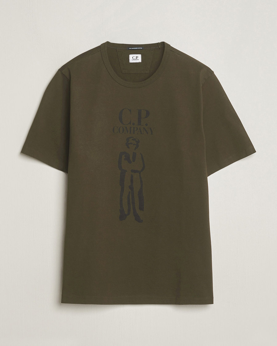 Mies | T-paidat | C.P. Company | Mercerized Heavy Cotton Logo T-Shirt Army