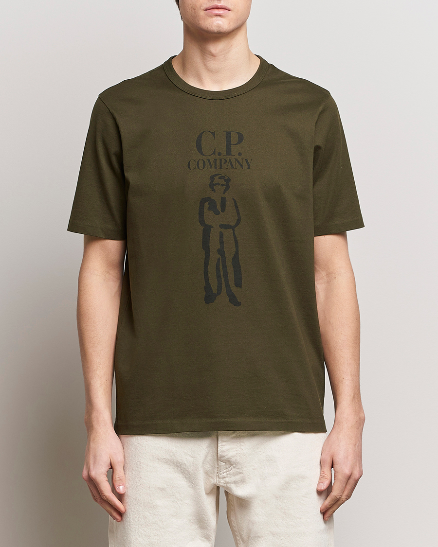 Mies | T-paidat | C.P. Company | Mercerized Heavy Cotton Logo T-Shirt Army