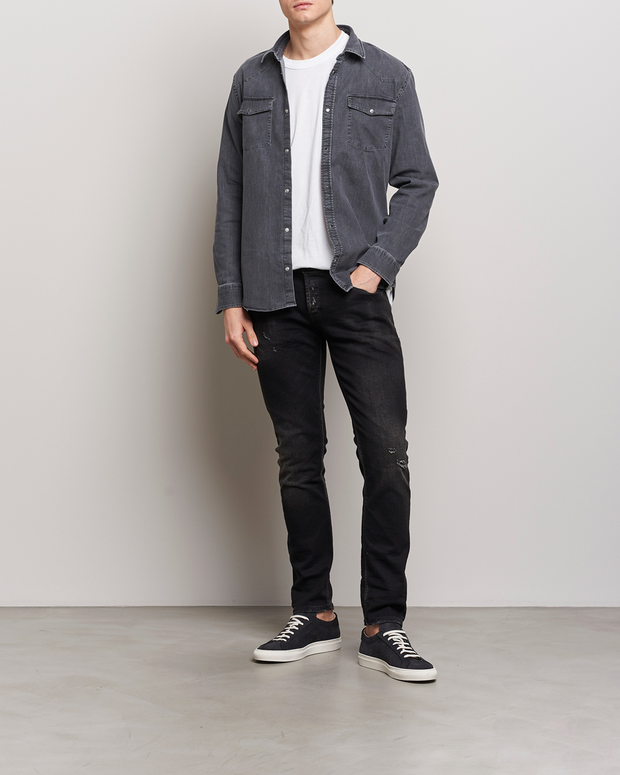 Mies | Farkut | Dondup | George Distressed Jeans Washed Black