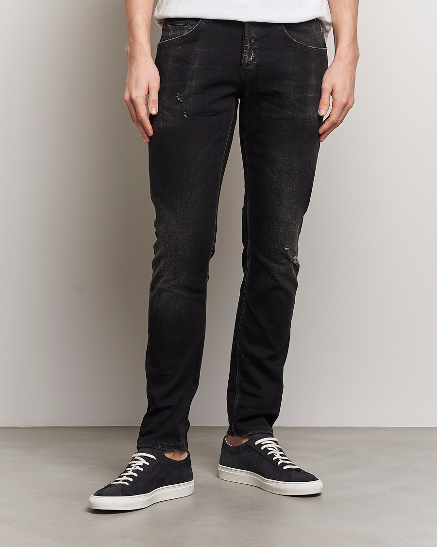 Mies | Farkut | Dondup | George Distressed Jeans Washed Black