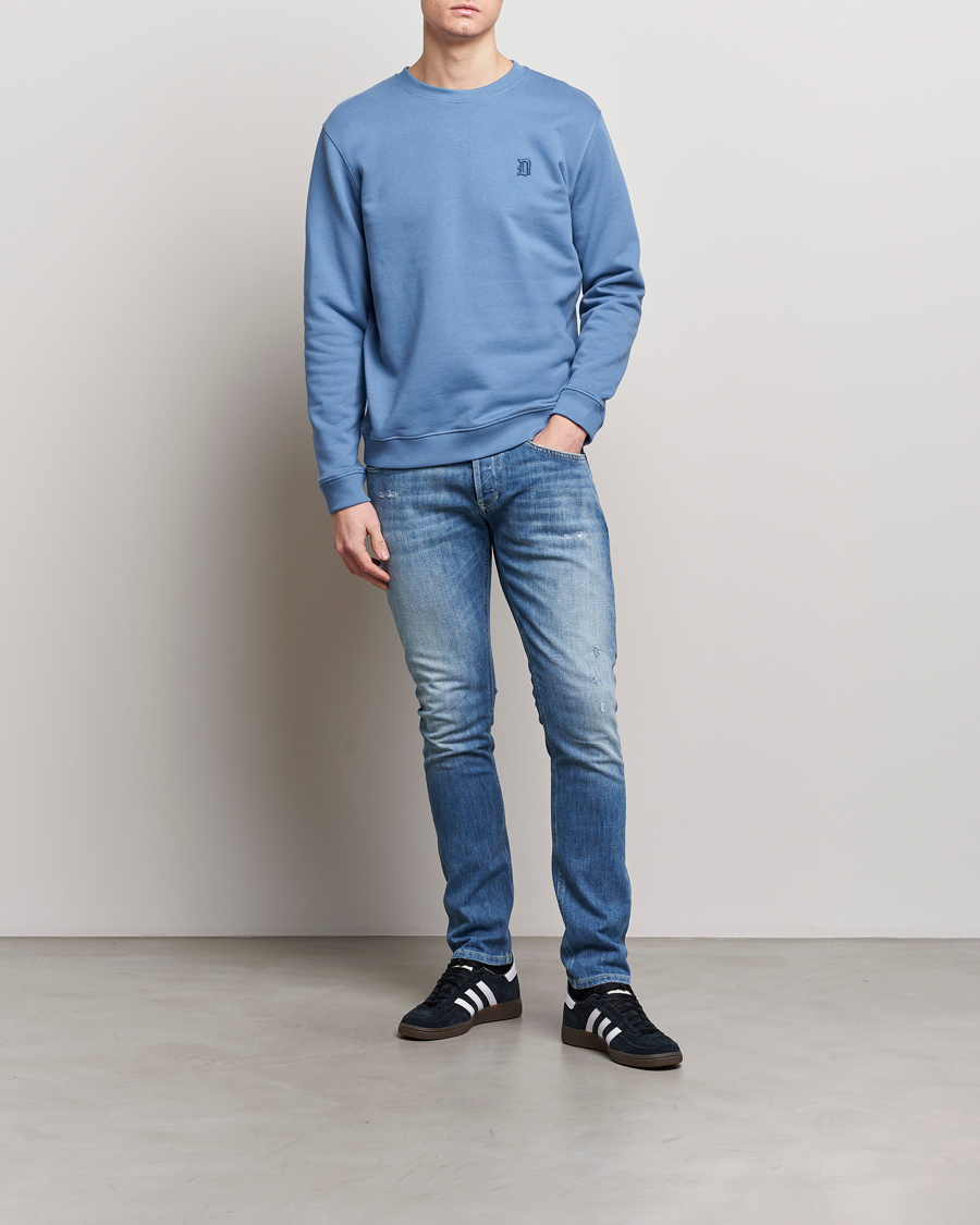 Mies | Puserot | Dondup | Loco Crew Neck Sweatshirt Washed Blue