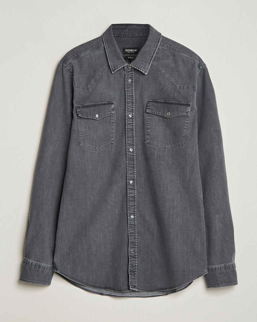 Mies | Kauluspaidat | Dondup | Slim Fit Pocket Denim Shirt Washed Grey