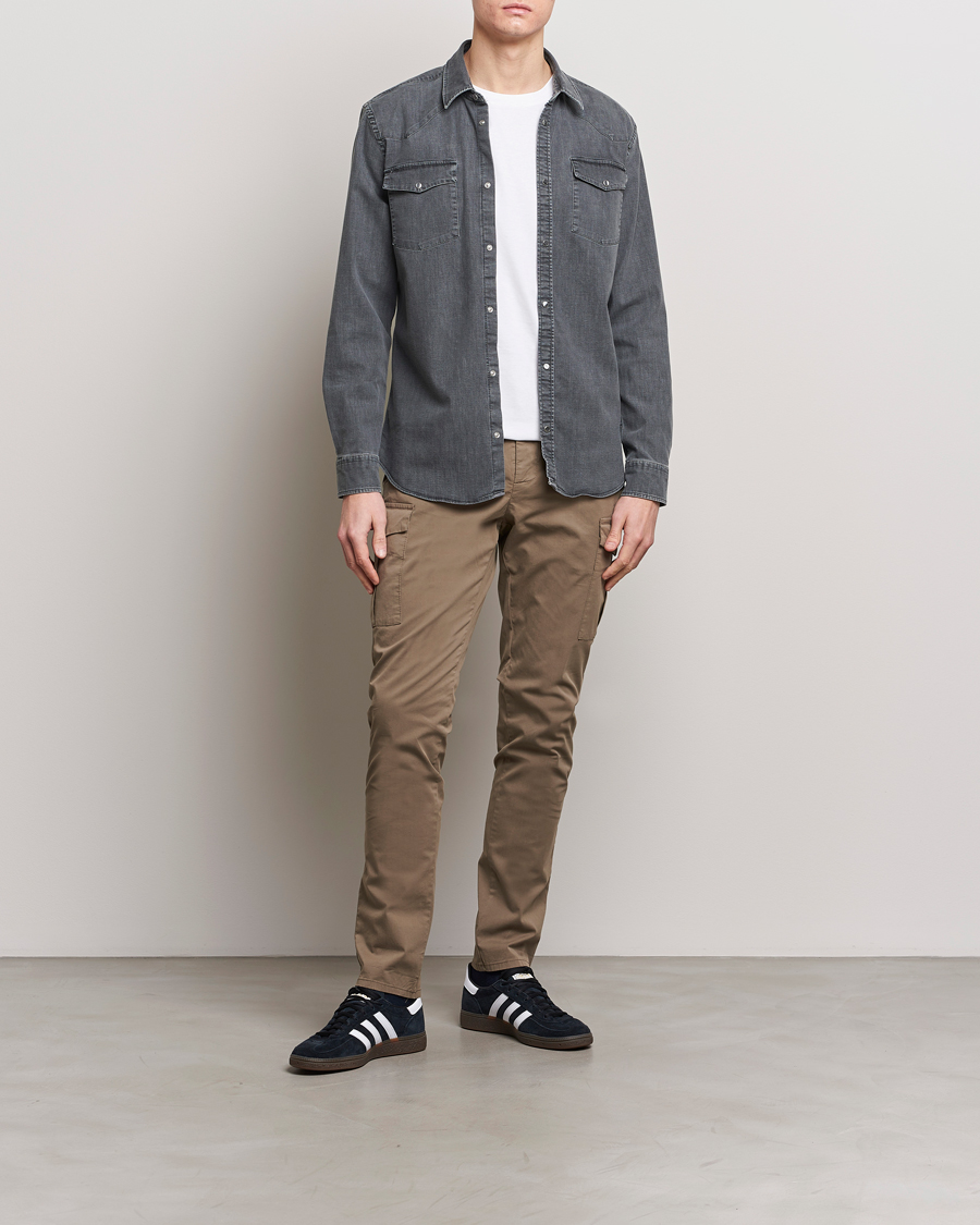 Mies | Kauluspaidat | Dondup | Slim Fit Pocket Denim Shirt Washed Grey