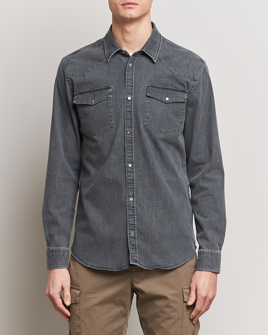 Mies |  | Dondup | Slim Fit Pocket Denim Shirt Washed Grey