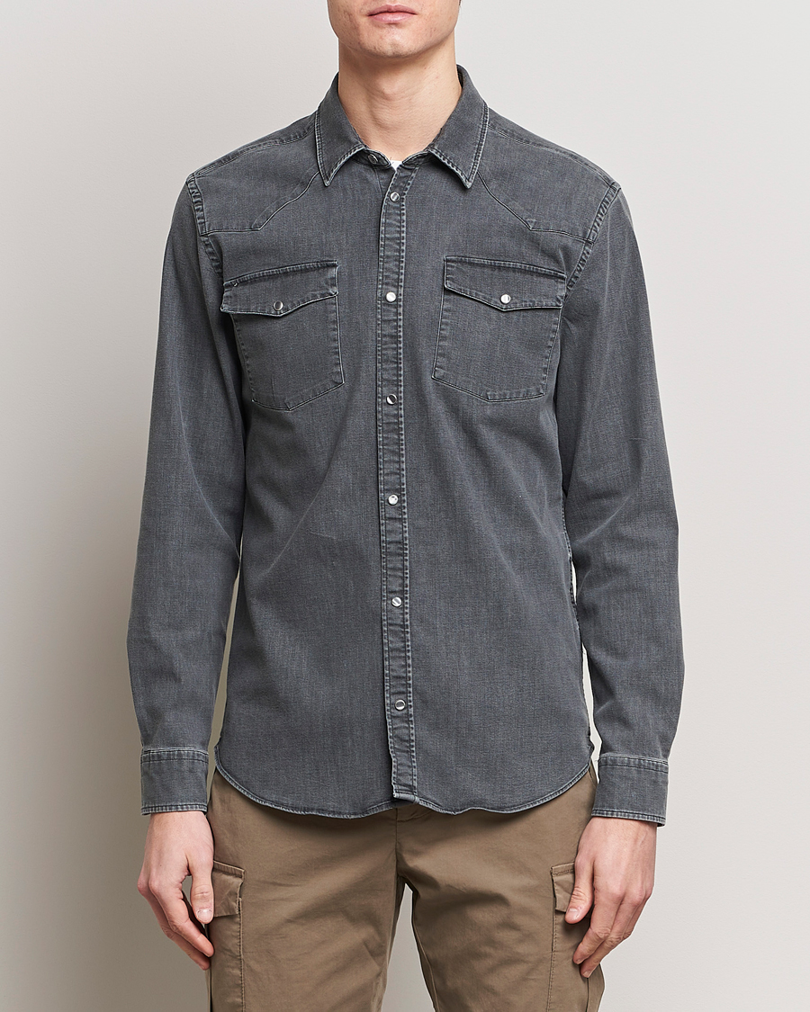 Mies | Kauluspaidat | Dondup | Slim Fit Pocket Denim Shirt Washed Grey