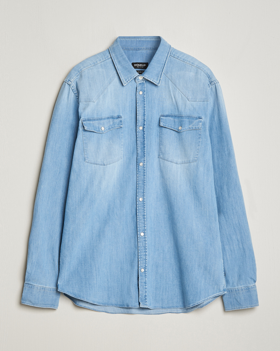 Mies | Kauluspaidat | Dondup | Slim Fit Pocket Denim Shirt Light Blue