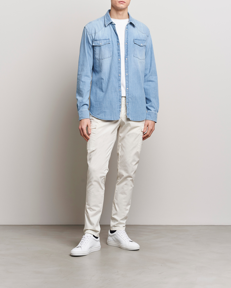 Mies | Kauluspaidat | Dondup | Slim Fit Pocket Denim Shirt Light Blue