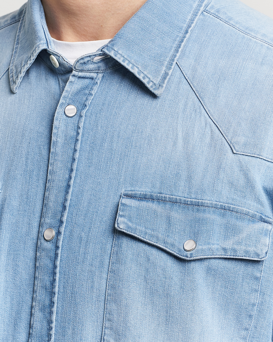 Mies | Kauluspaidat | Dondup | Slim Fit Pocket Denim Shirt Light Blue