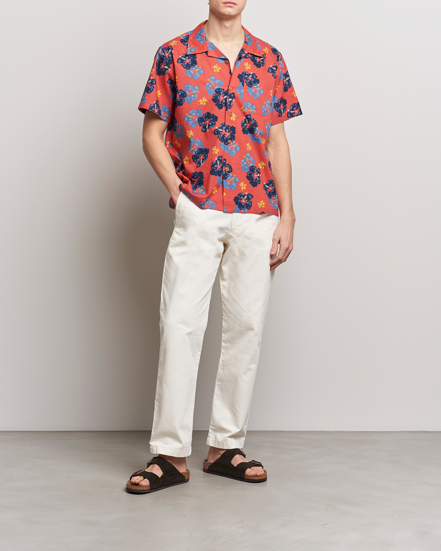 Mies | Kauluspaidat | Nudie Jeans | Arthur Printed Flower Short Sleeve Shirt Red