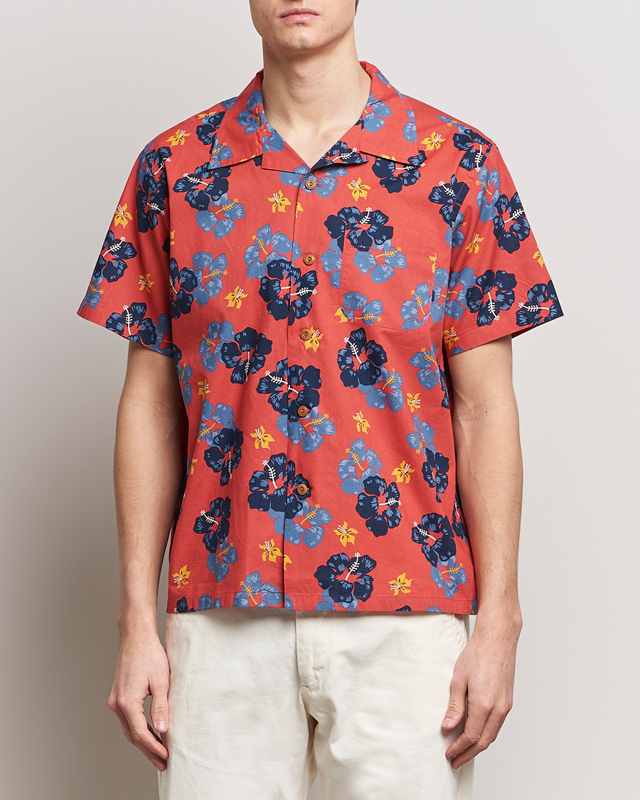 Mies | Kauluspaidat | Nudie Jeans | Arthur Printed Flower Short Sleeve Shirt Red