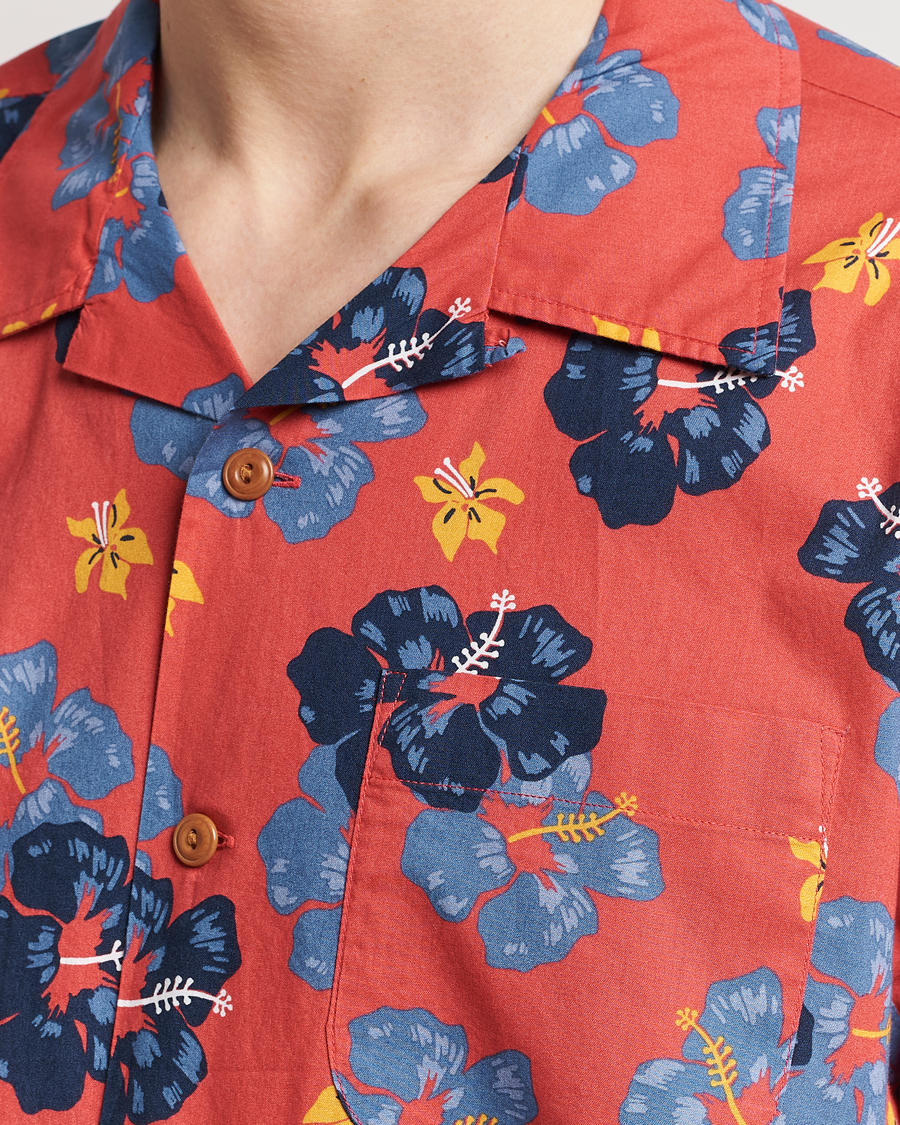 Mies | Kauluspaidat | Nudie Jeans | Arthur Printed Flower Short Sleeve Shirt Red