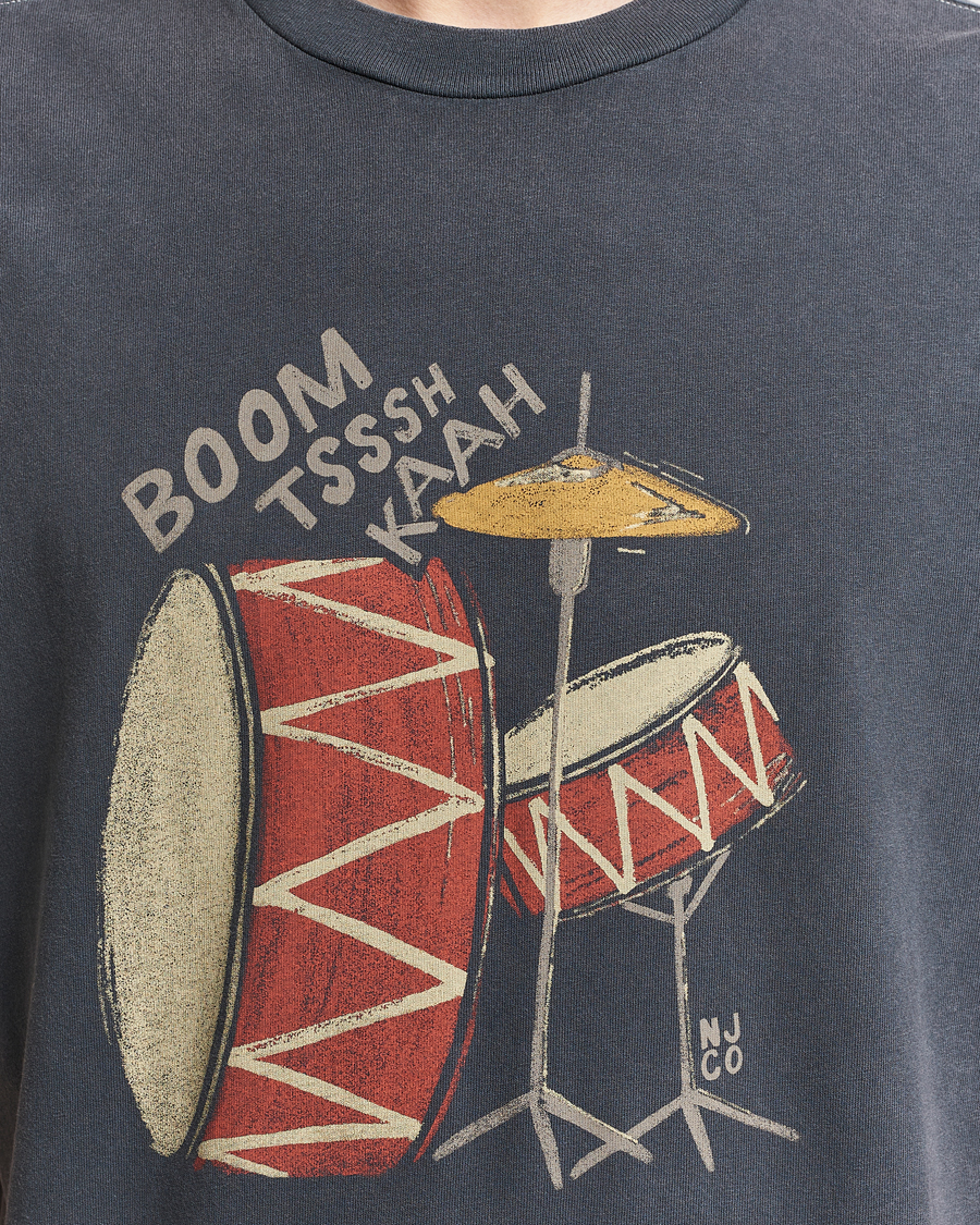 Mies | T-paidat | Nudie Jeans | Koffe Printed Crew Neck T-Shirt Antracite