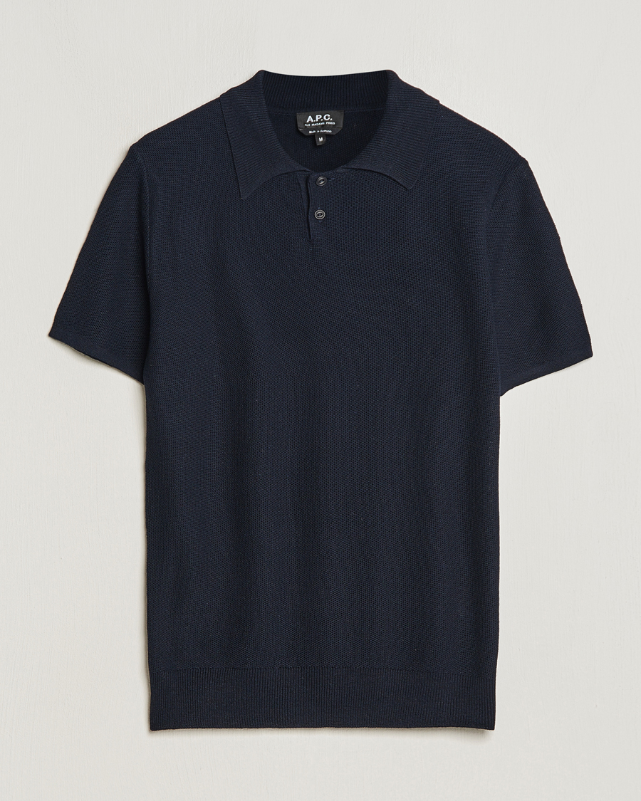 Mies | Pikeet | A.P.C. | Jay Viscose/Linen Polo Dark Navy