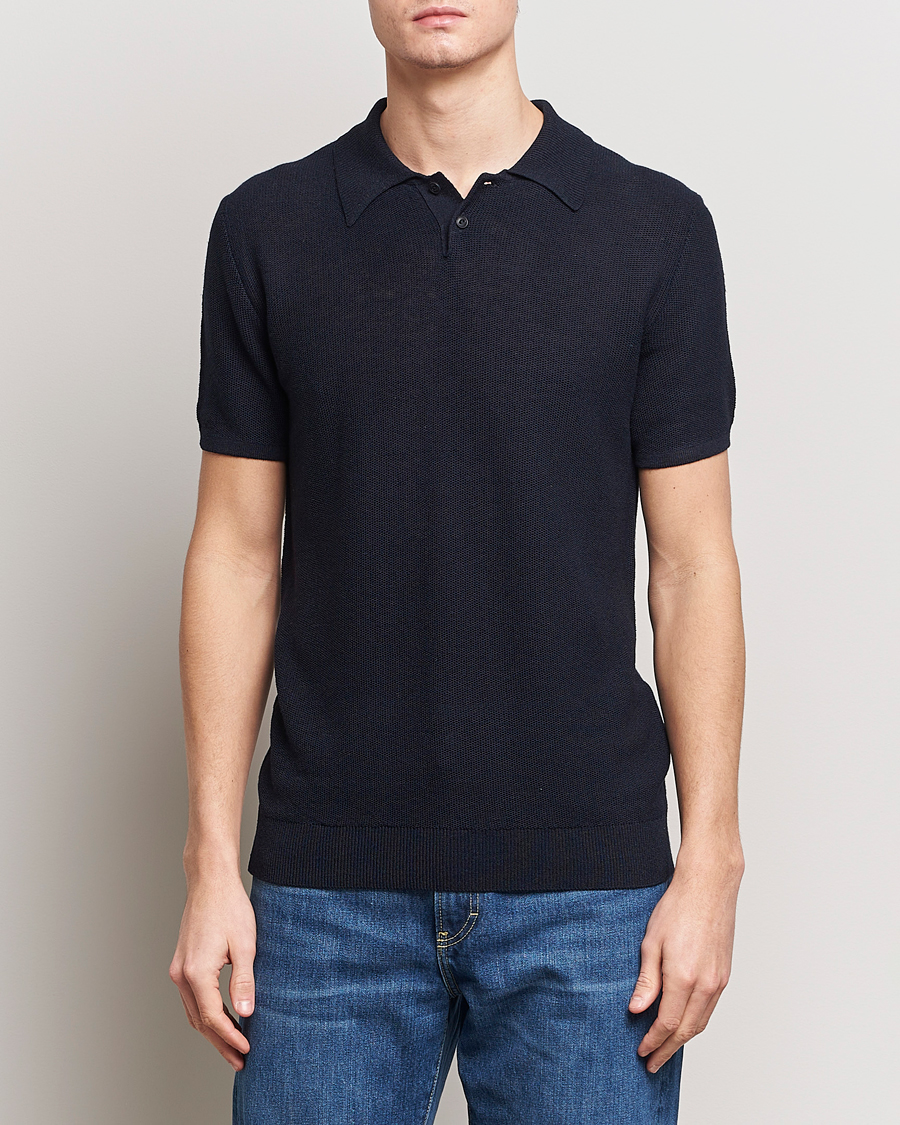Mies | Pikeet | A.P.C. | Jay Viscose/Linen Polo Dark Navy