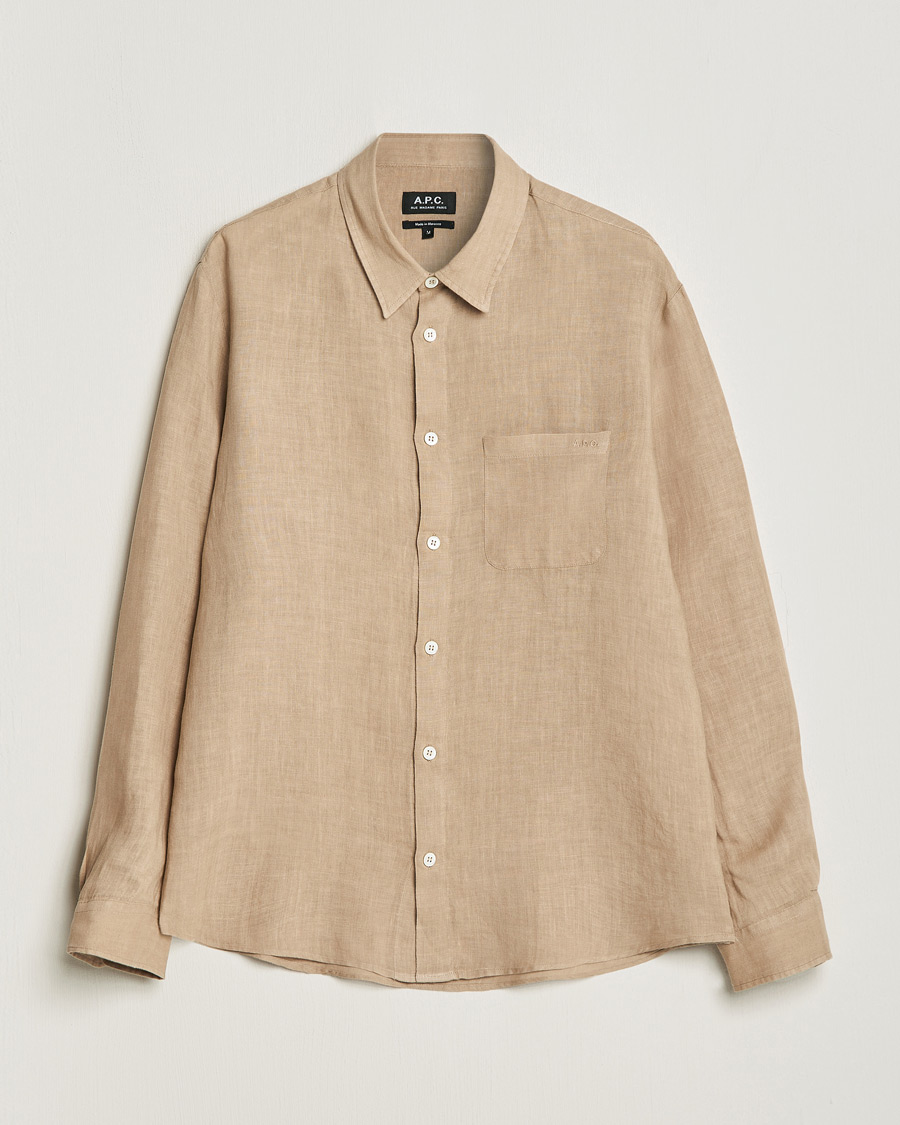 Mies | Kauluspaidat | A.P.C. | Cassel Linen Shirt Beige