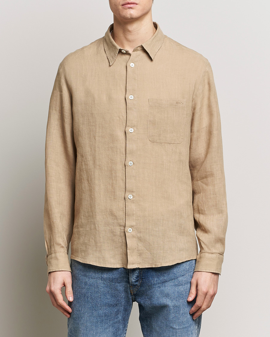 Mies | Kauluspaidat | A.P.C. | Cassel Linen Shirt Beige