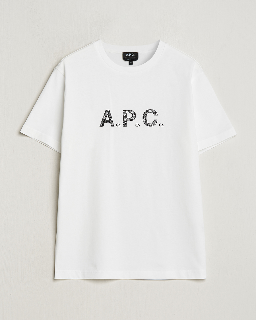 Mies | T-paidat | A.P.C. | Paisley Logo Crew Neck T-Shirt White