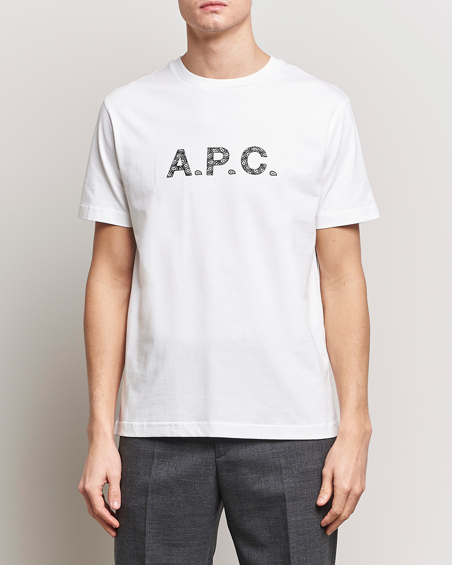 Mies | Lyhythihaiset t-paidat | A.P.C. | Paisley Logo Crew Neck T-Shirt White