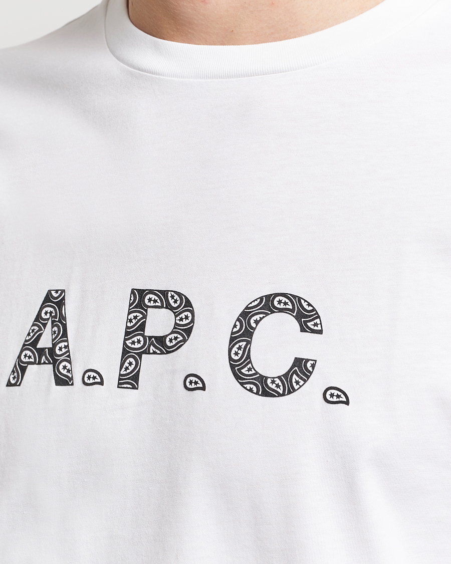 Mies | T-paidat | A.P.C. | Paisley Logo Crew Neck T-Shirt White