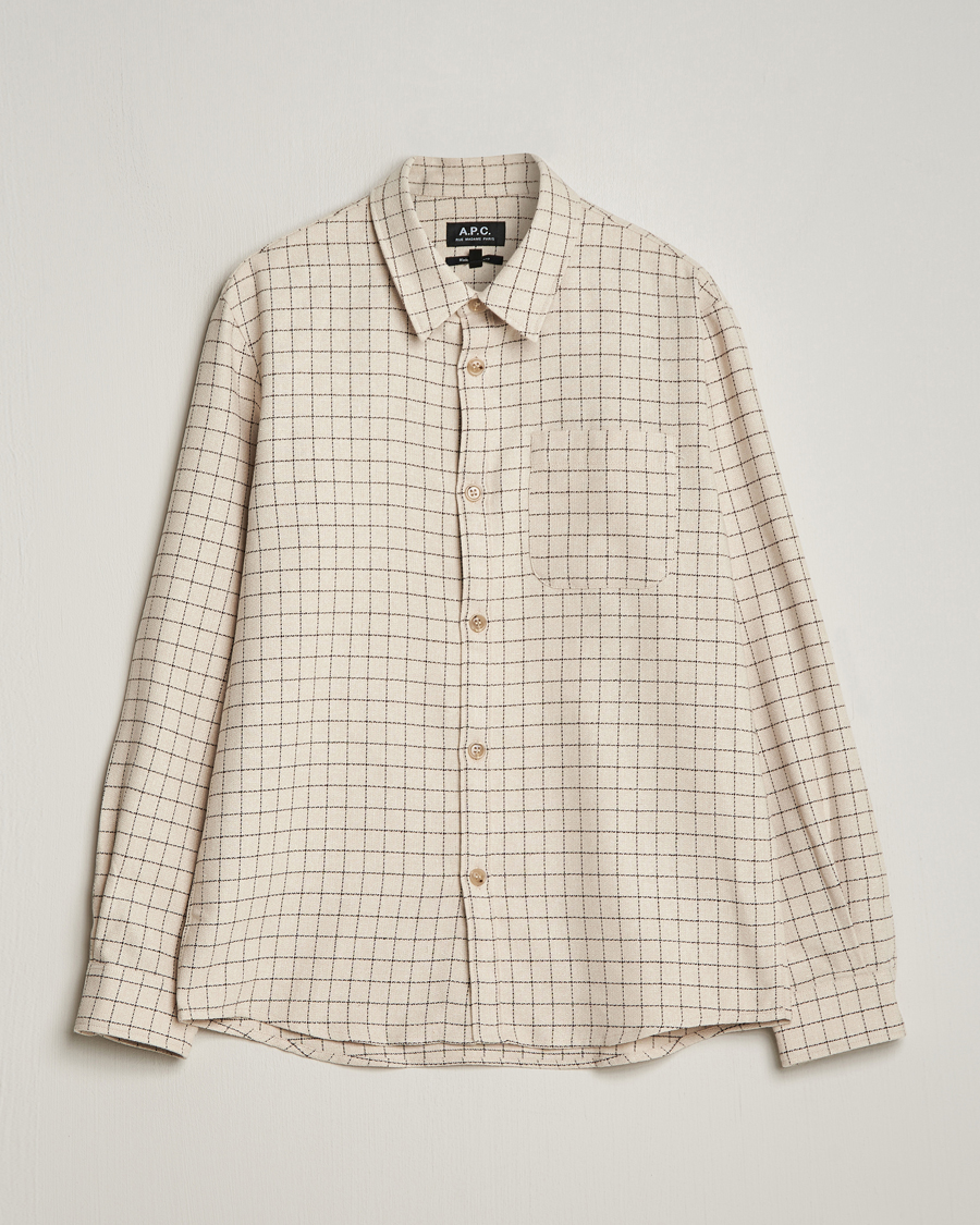 Mies | Kauluspaidat | A.P.C. | Trek Checked Overshirt Ecru