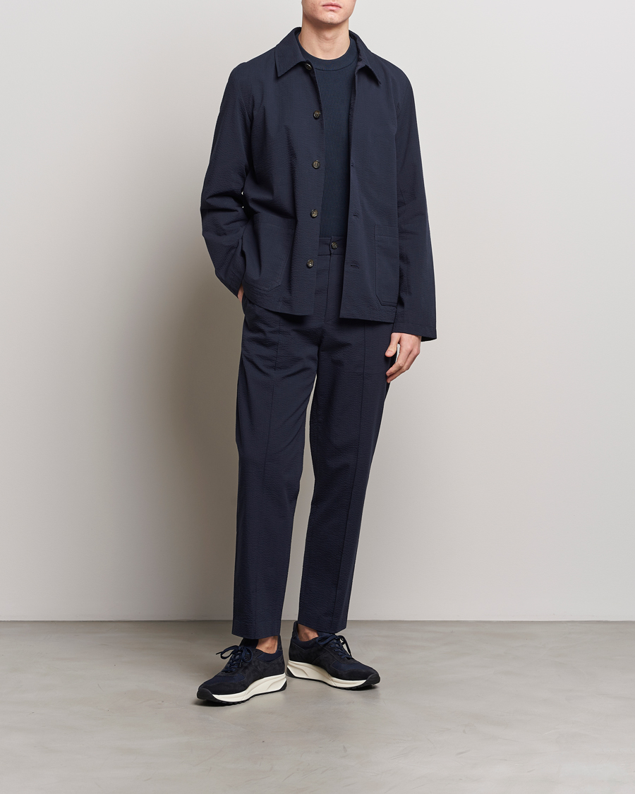 Mies | Housut | A.P.C. | Joaquin Seersucker Drawstring Trousers Dark Navy
