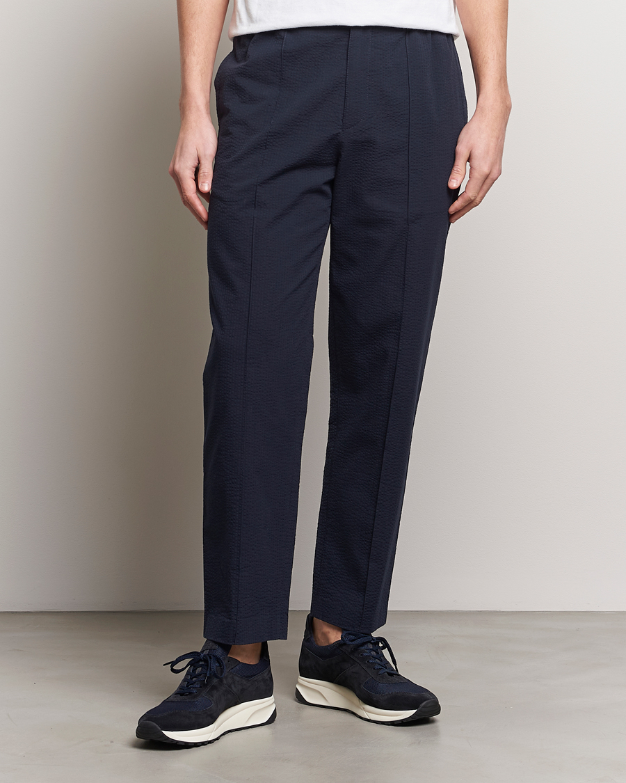 Mies | Housut | A.P.C. | Joaquin Seersucker Drawstring Trousers Dark Navy