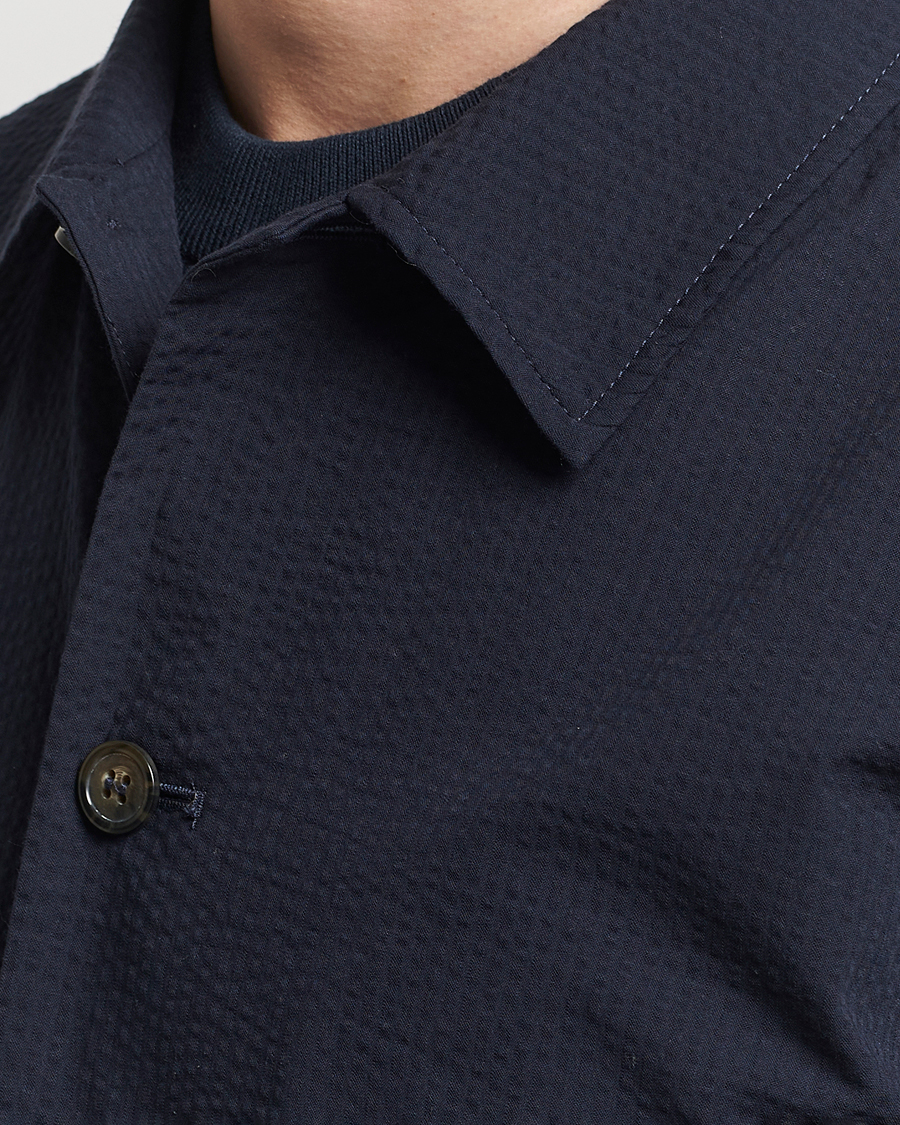 Mies | Kauluspaidat | A.P.C. | Brest Seersucker Overshirt Dark Navy