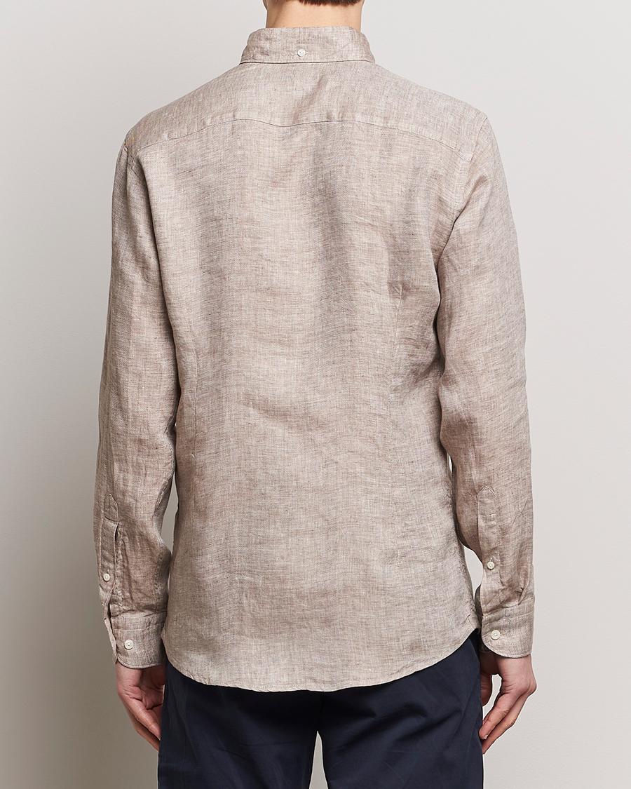 Mies | Kauluspaidat | Eton | Slim Fit Linen Button Down Shirt Brown