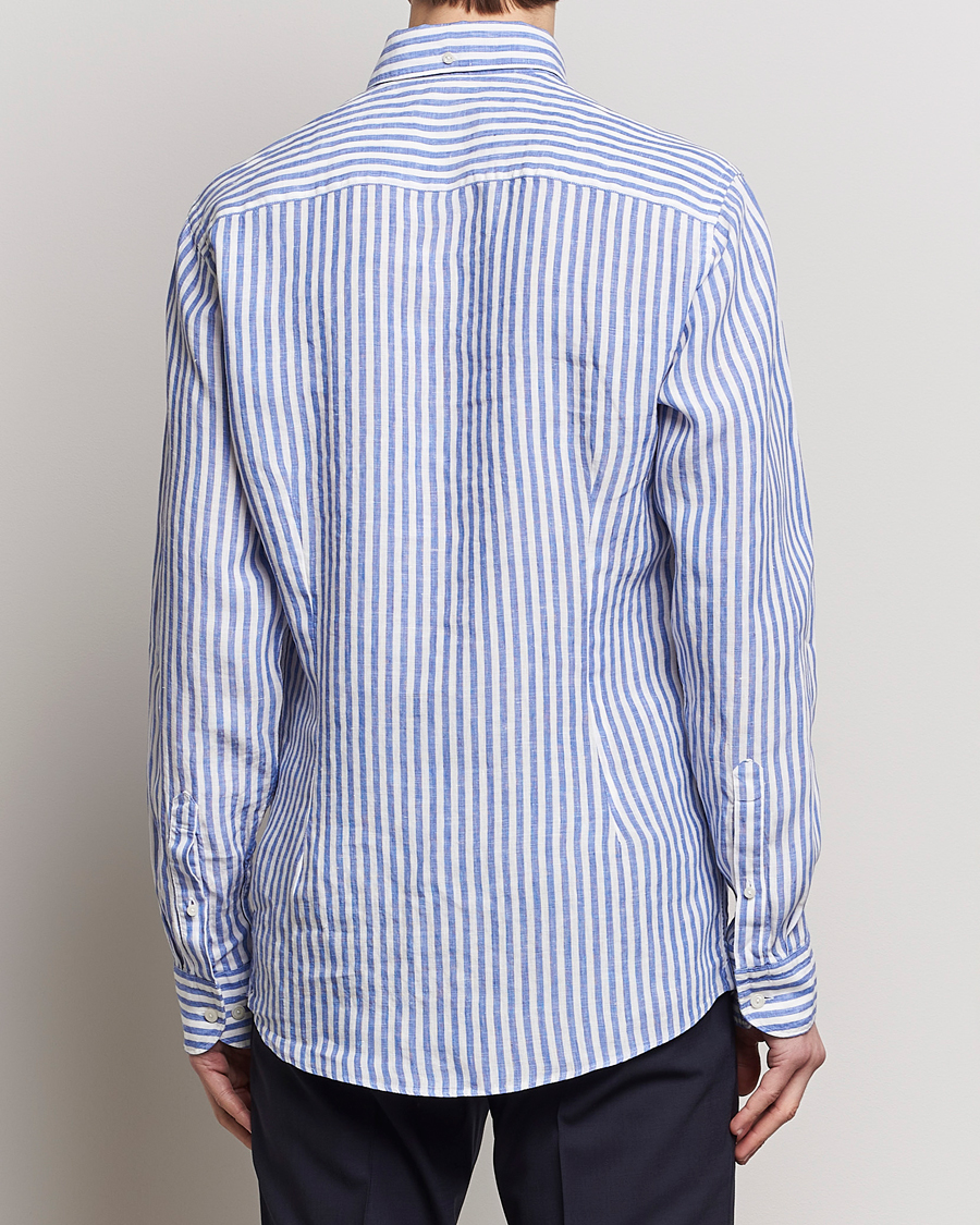 Mies | Kauluspaidat | Eton | Slim Fit Striped Linen Shirt Blue/White