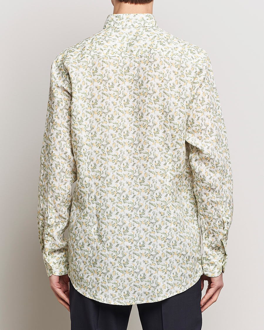 Mies | Kauluspaidat | Eton | Contemporary Fit Printed Linen Shirt Green Banana