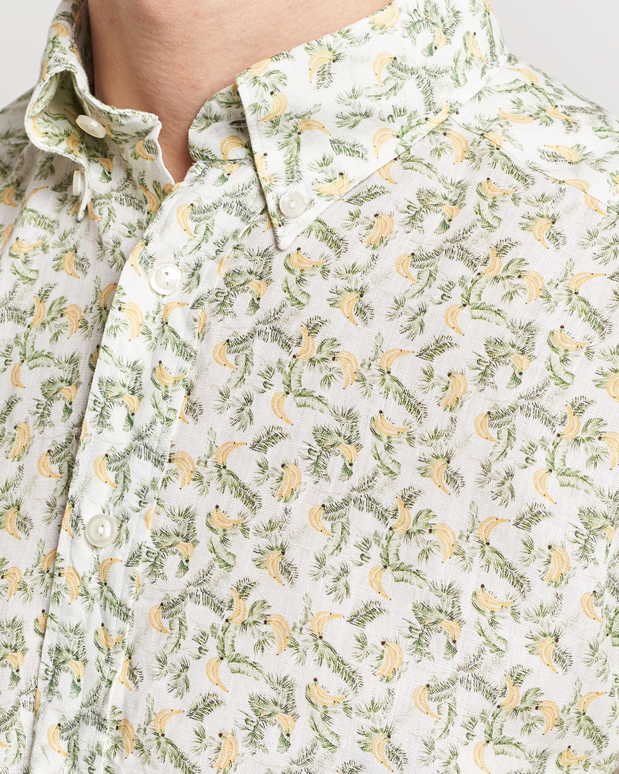 Mies | Kauluspaidat | Eton | Contemporary Fit Printed Linen Shirt Green Banana