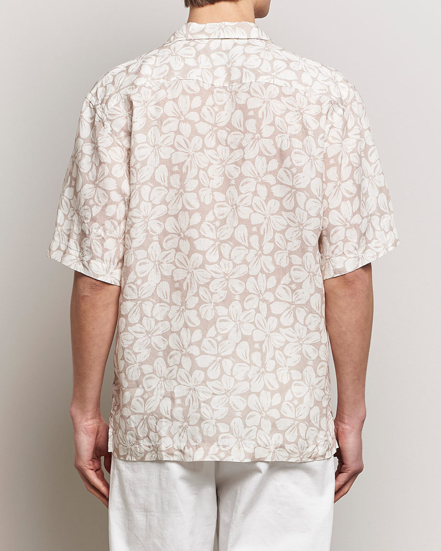 Mies | Kauluspaidat | Eton | Printed Floral Linen Resort Shirt Beige