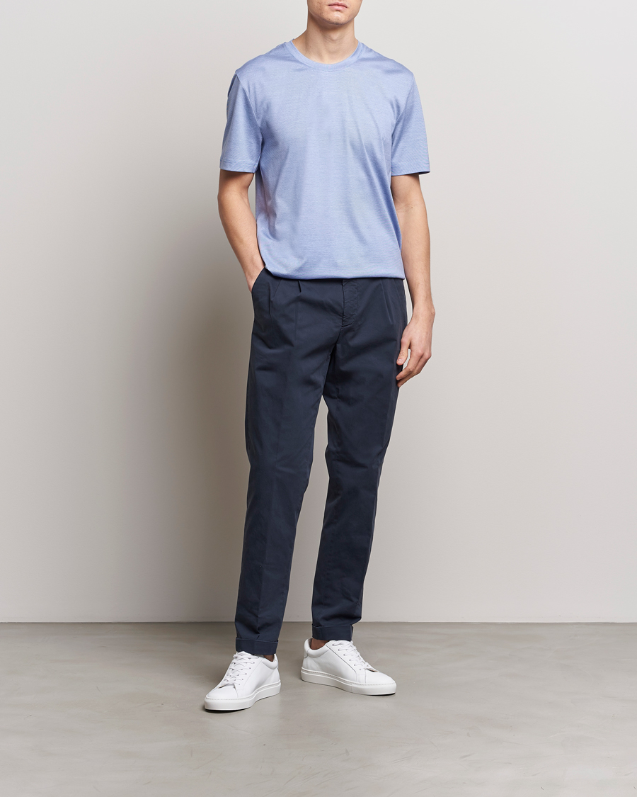 Mies | T-paidat | Eton | Mercerized Jersey Crew Neck T-Shirt Mid Blue